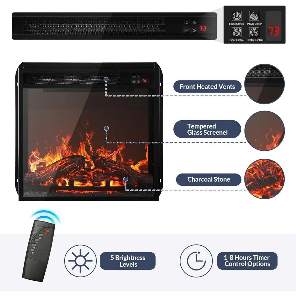 Corner TV Stand with Electric Fireplace for TVs up to 43 Inches