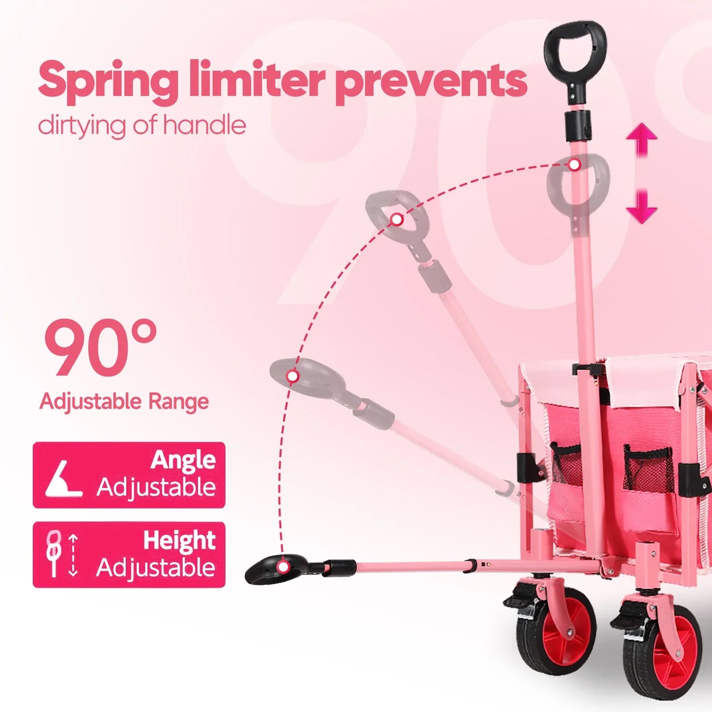 Ljustra 52 Inch Extender Folding Collapsible Wagon 330LBS Heavy Duty