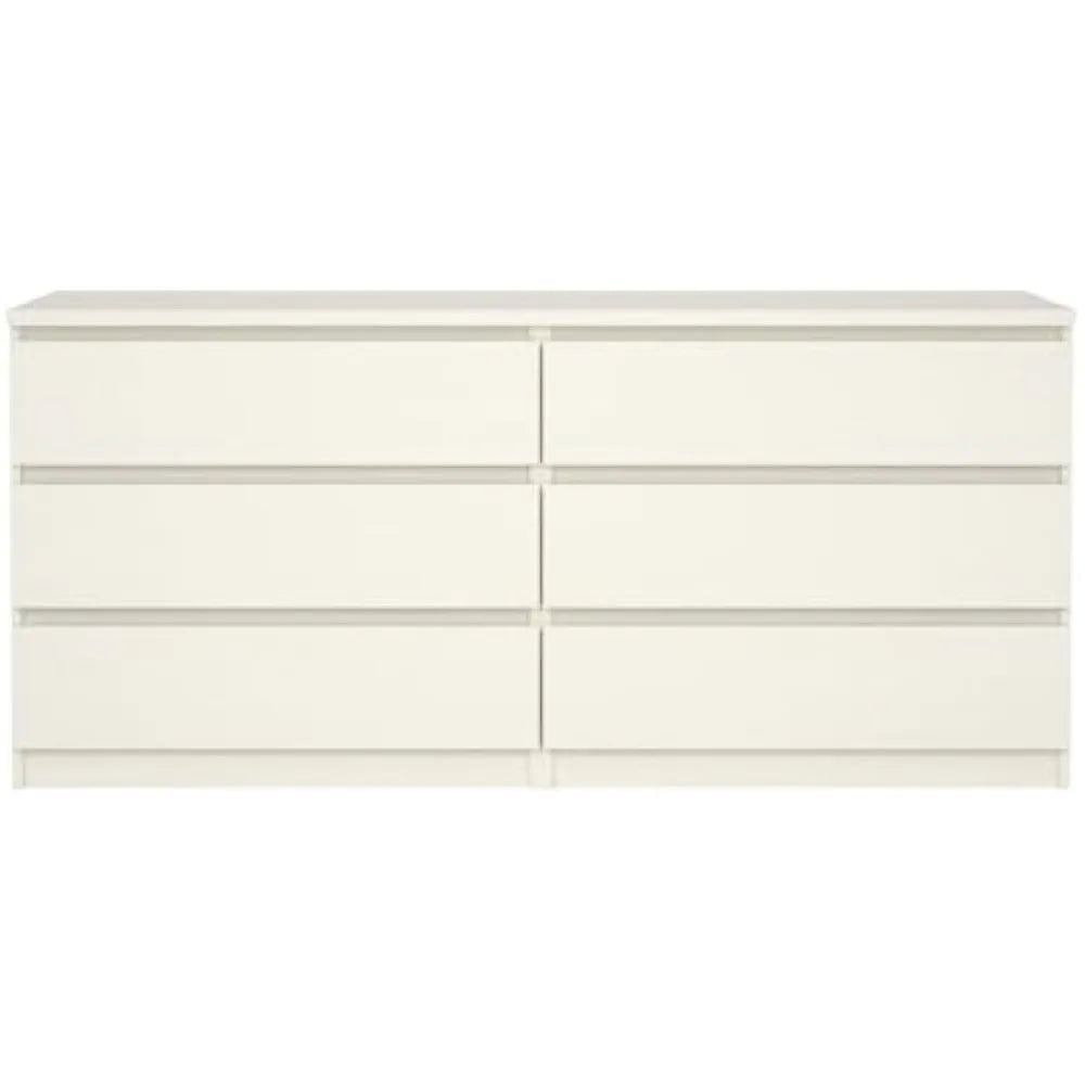 6 Drawer Double Dresser Contemporary Handle-free Bedroom Furniture
