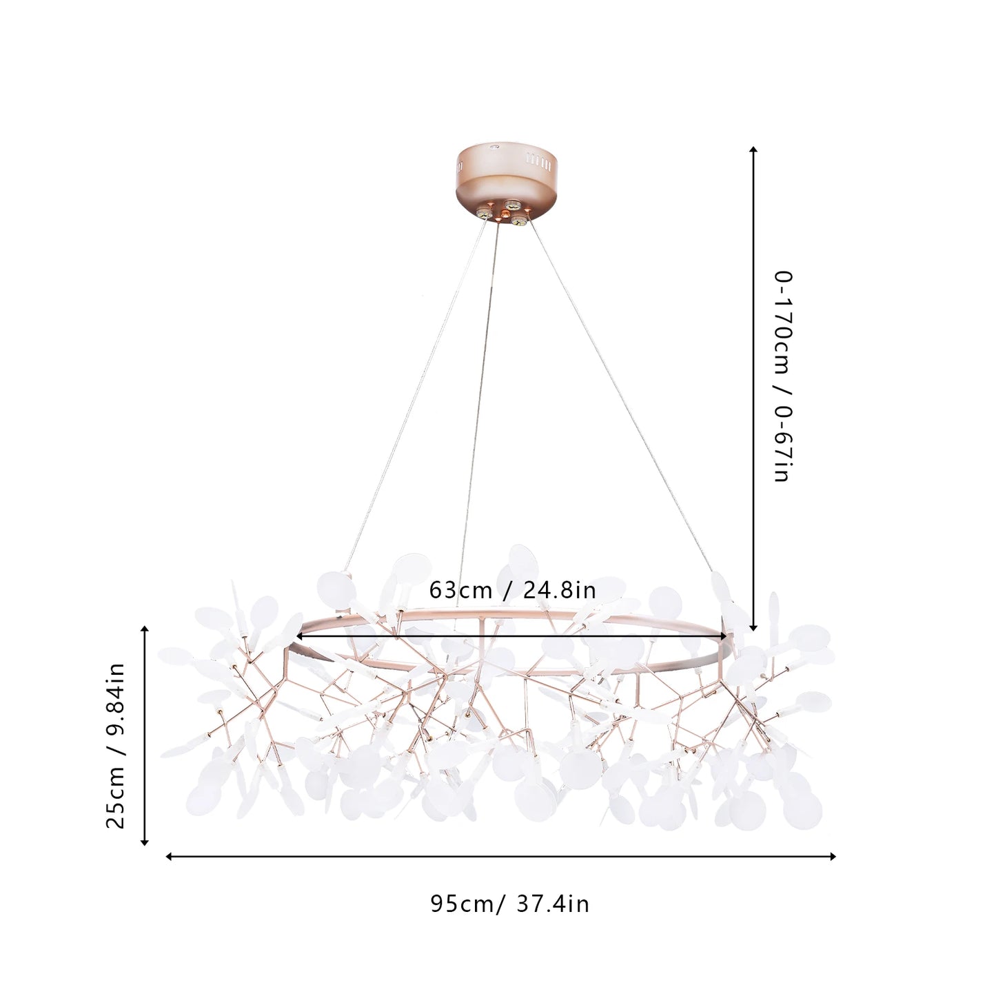 Modern Ceiling Chandelier 40W LED Light Rose Gold for Dining Living Room