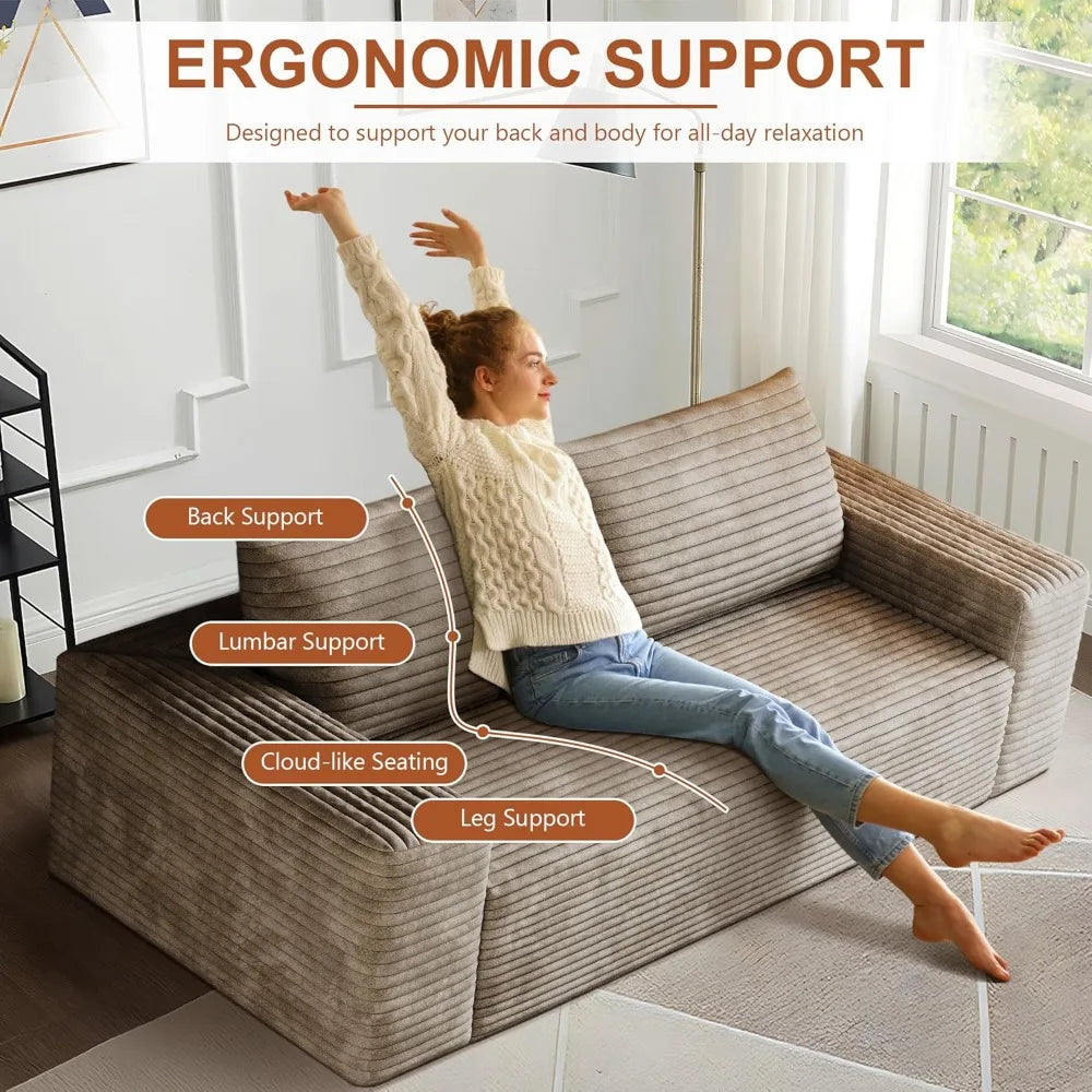 63 Inch Cloud Loveseat Sofa Couch Comfy Deep Seat No Assembly