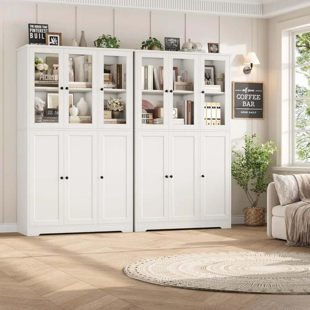 Ljustra 69 Inch Tall White Bookshelf with Storage Cabinet Modern Design