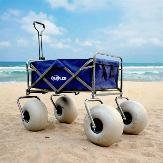 Beach Cart Collapsible Wagon with 13 Inch Balloon Wheels Pump Included