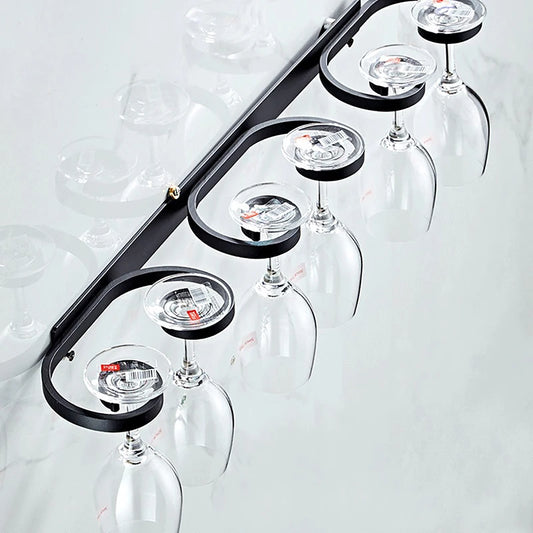 Wall-mounted Wine Glass Holder Space Aluminum Creative Goblet Storage Rack