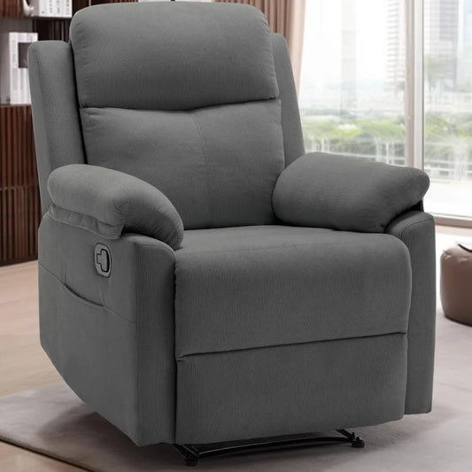Recliner Chair for Small Spaces Upholstered Manual Recliner with Pockets