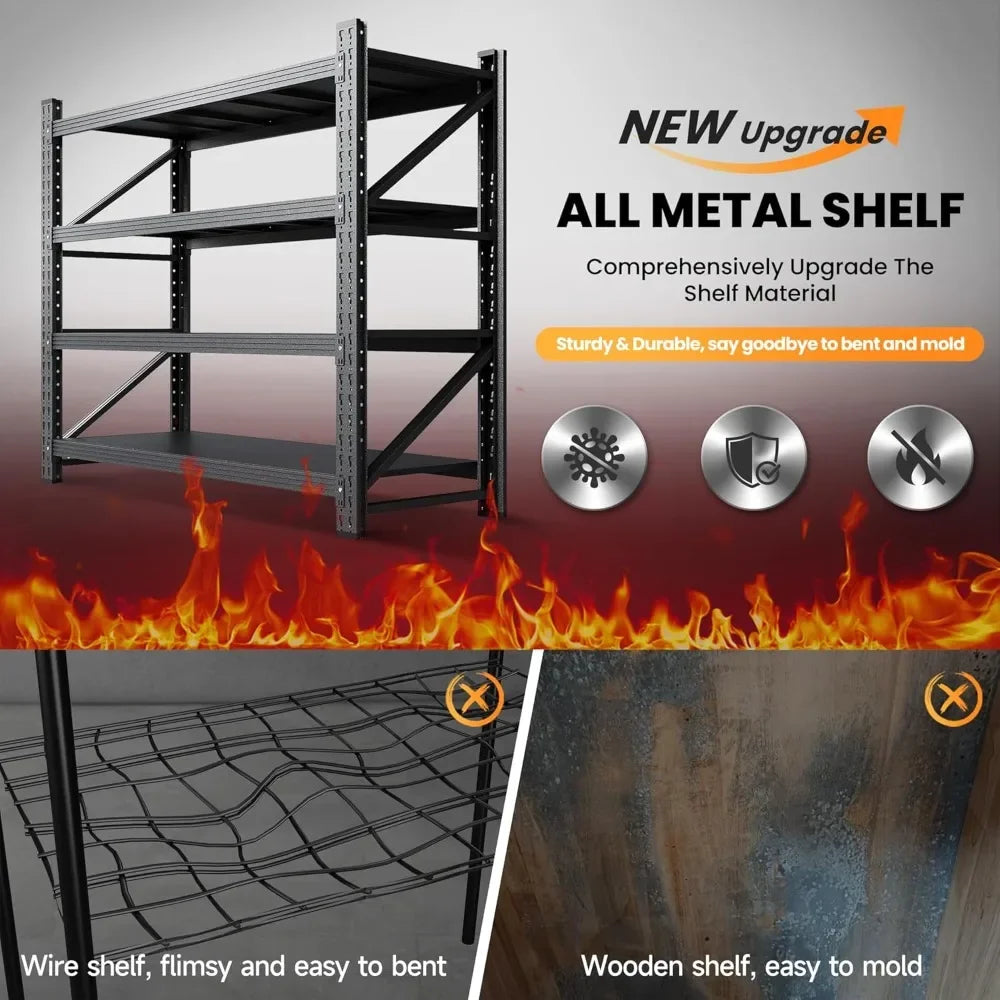 Heavy Duty Metal Storage Shelves 48 Inch 4 Tier Garage Unit 3000lbs