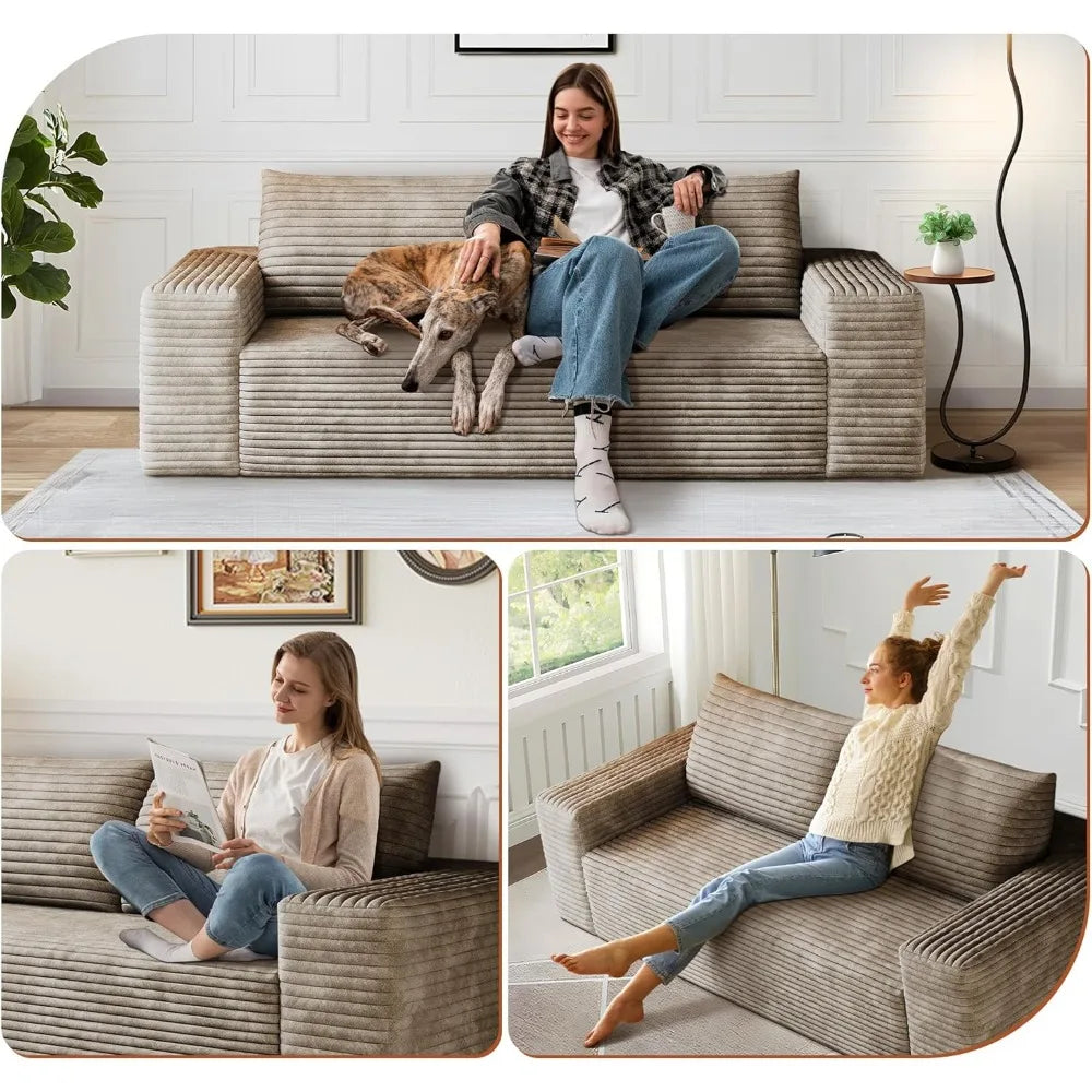 63 Inch Cloud Loveseat Sofa Couch Comfy Deep Seat No Assembly