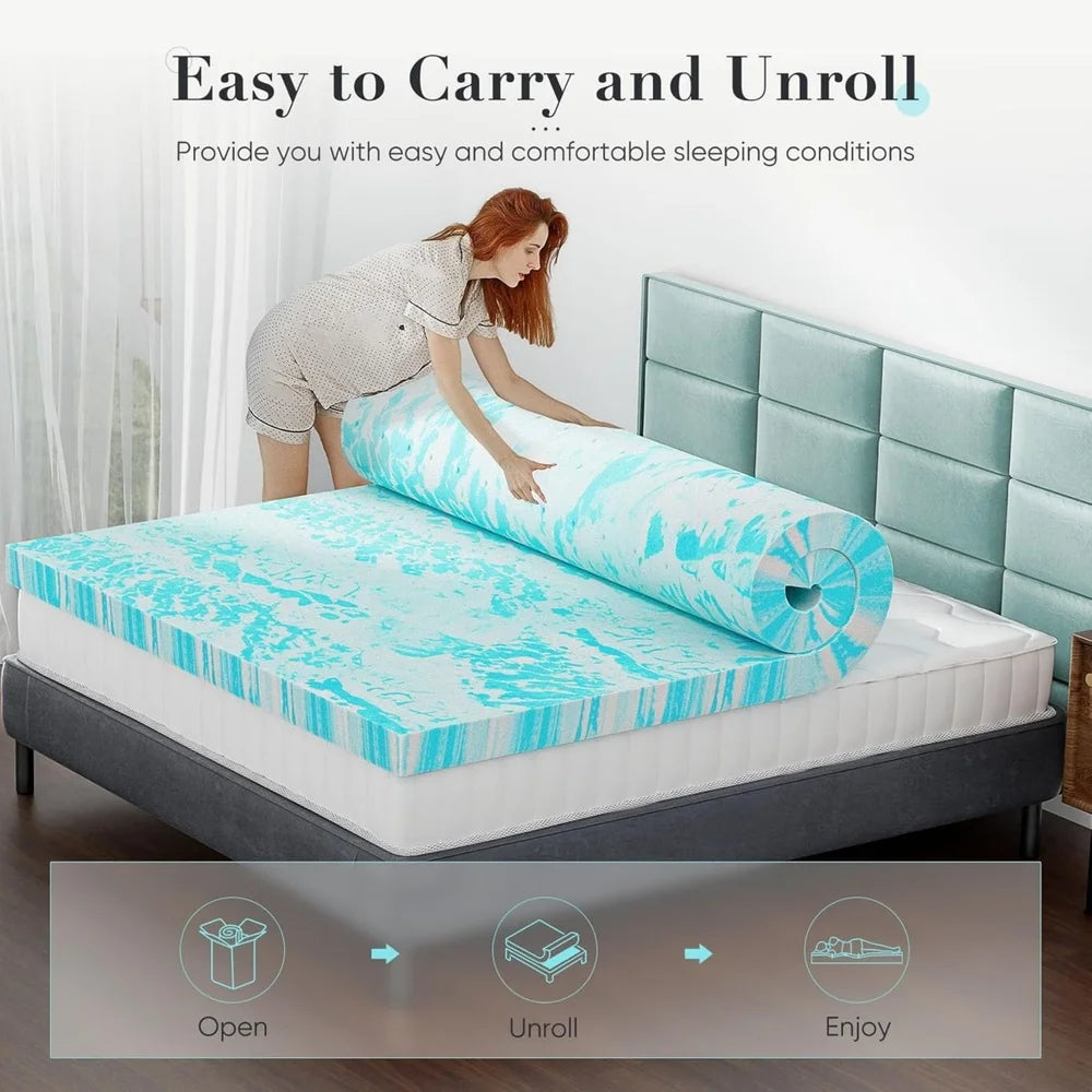 Ljustra 3 Inch Memory Foam Mattress Topper Cooling Gel Infused Pressure Relief