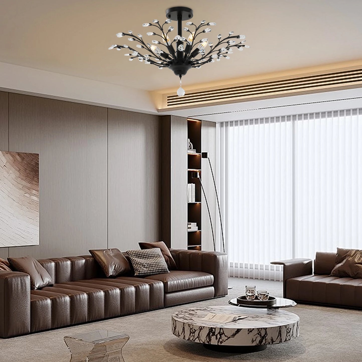 Vintage Crystal Chandelier Pendant Light for Living Rooms Entrances