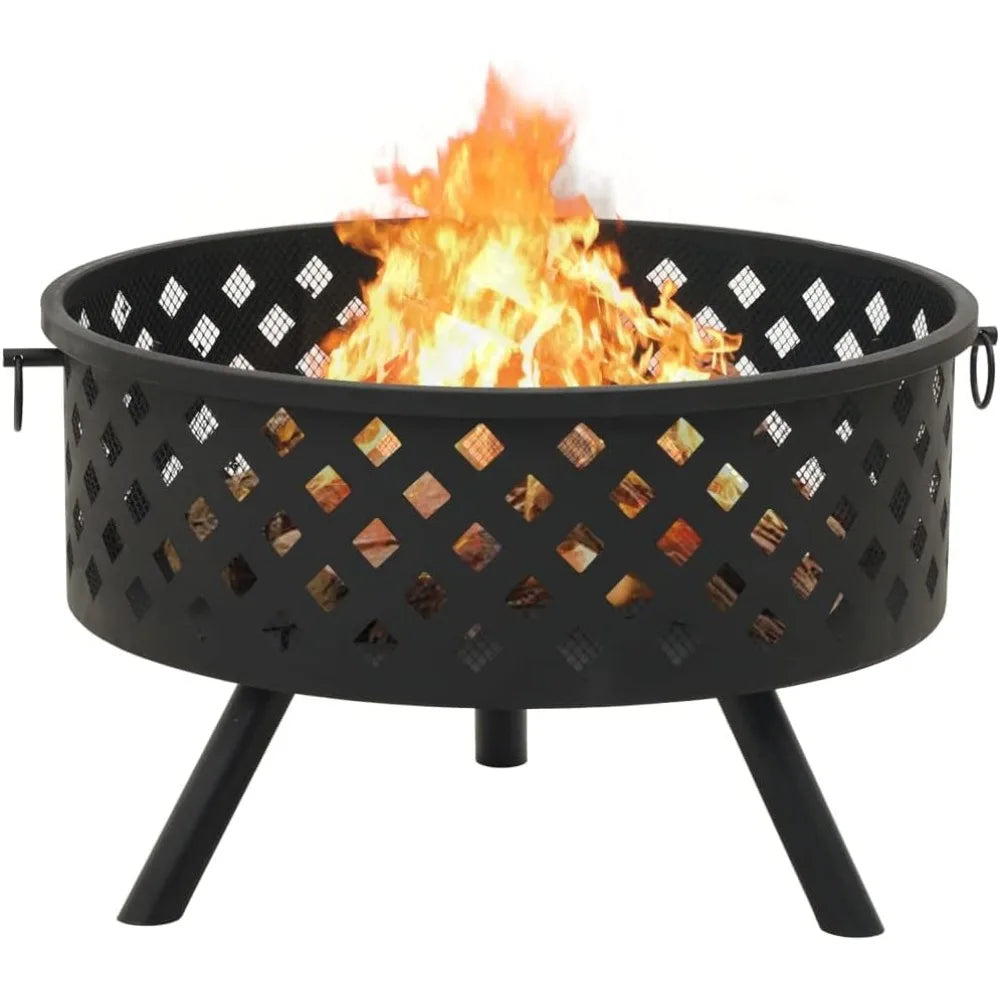 Steel Fire Pit XXL 26.8" Outdoor Garden Patio Heater with Poker