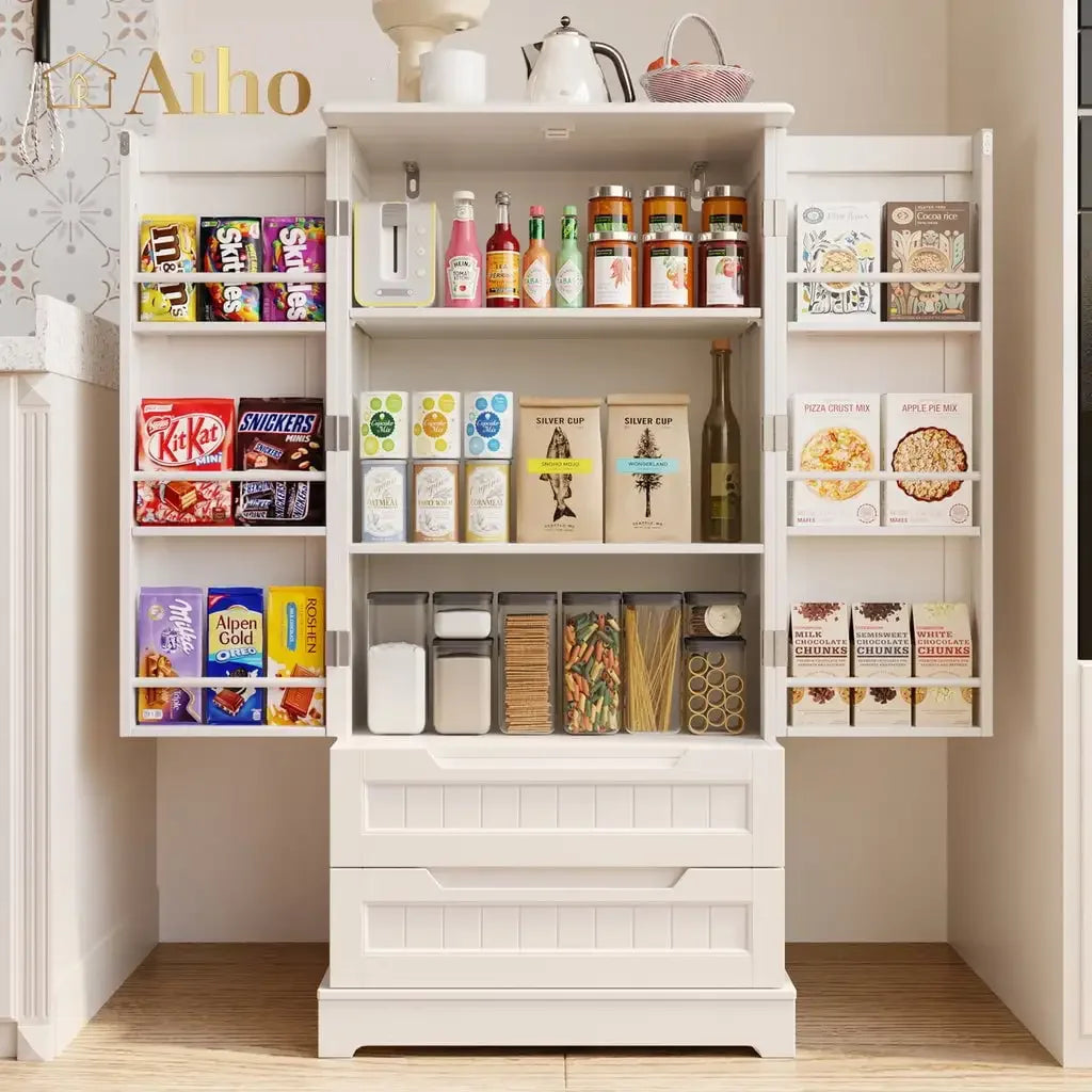 47 Inch Kitchen Pantry Cabinet Storage Organizer with Doors and Drawers