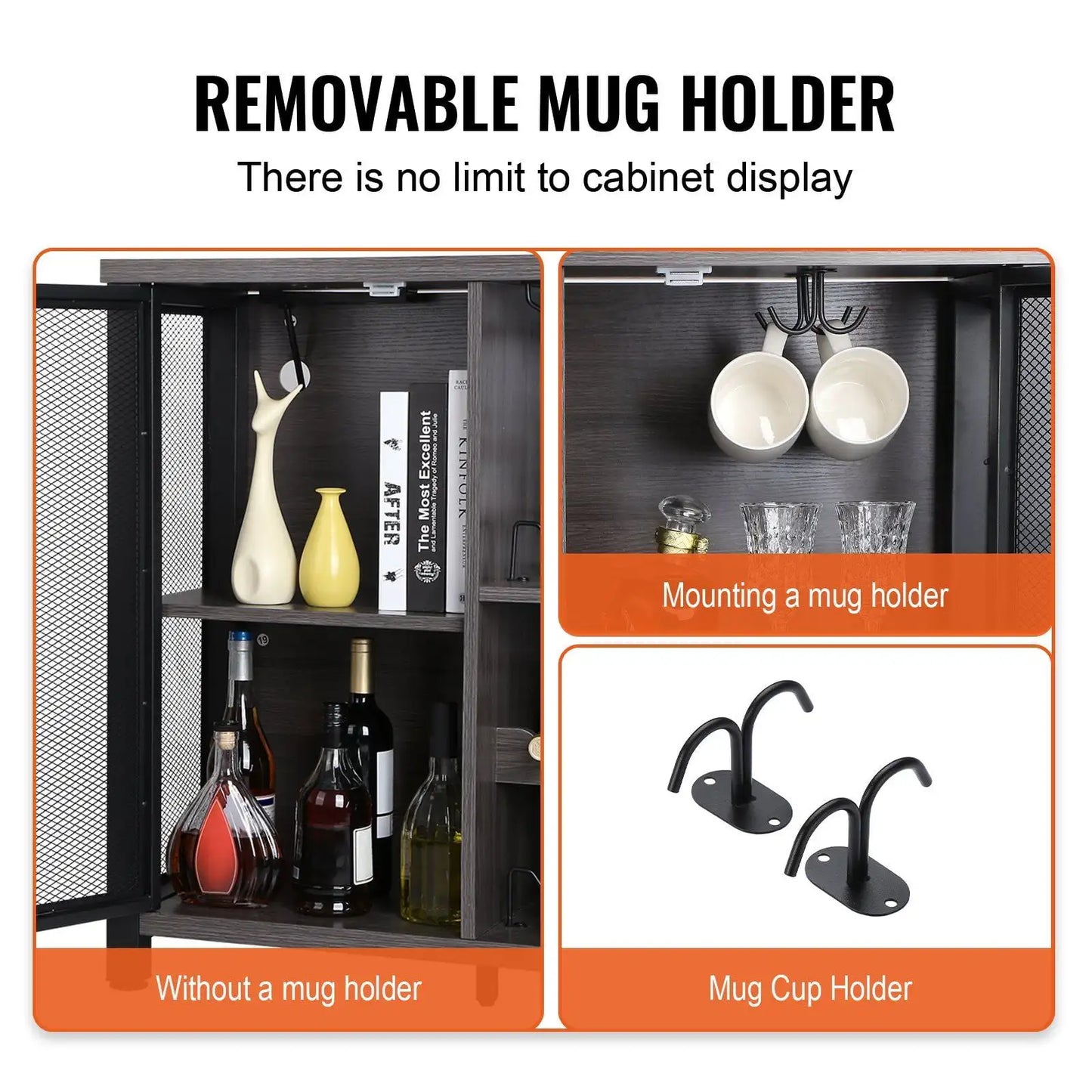 47 Inch Industrial Bar Cabinet Wine Table Sideboard Buffet Storage