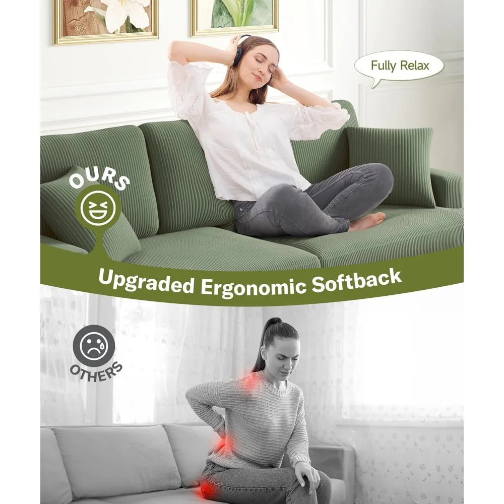 Ljustra 87in Comfy Sofa Extra Deep Seats No Tool Assembly Living Room