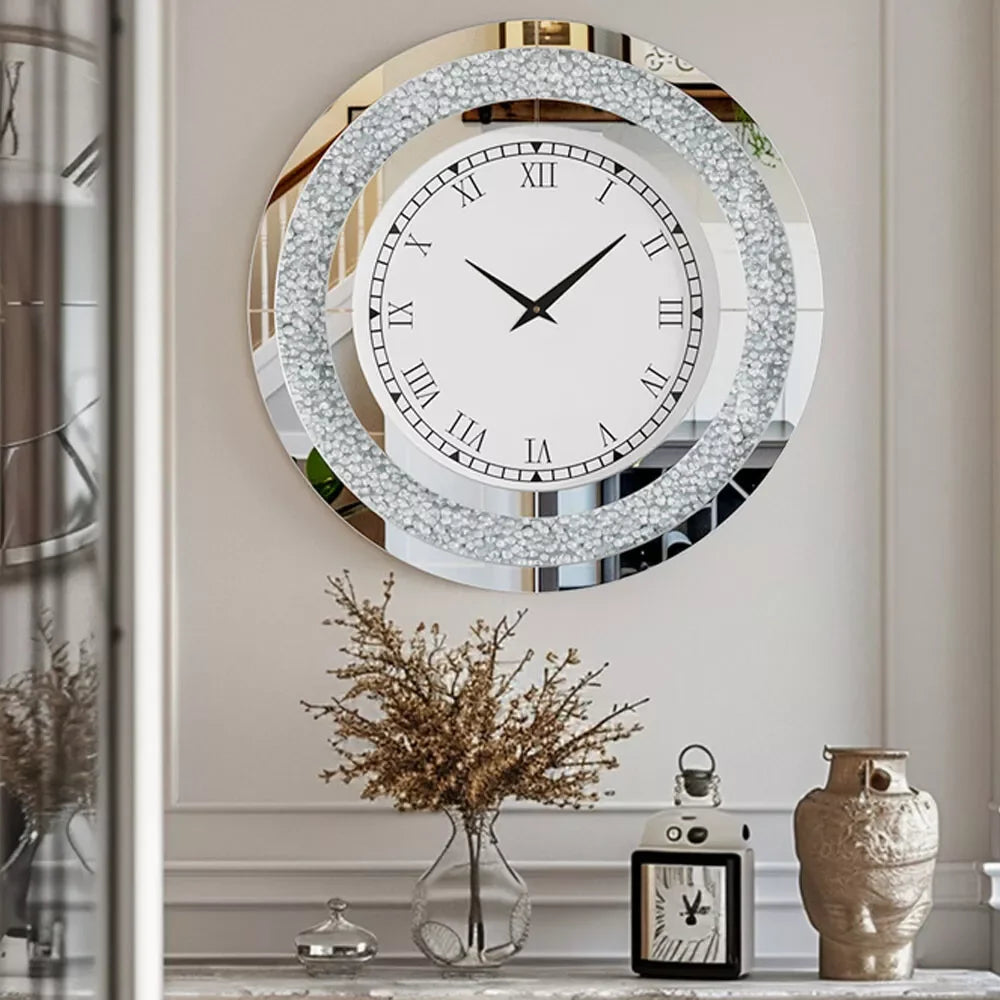 Ljustra 32inch Modern 3D Wall Clock Large Diamond Crystal Home Decor