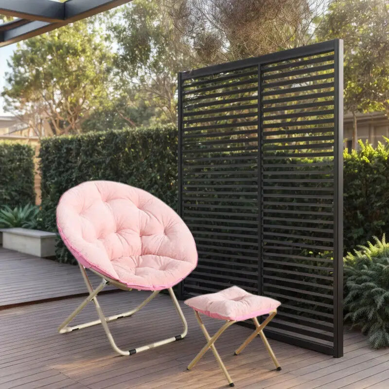 Ljustra Comfortable Faux Fur Saucer Chair Folding Lounge Chair Moon Shape