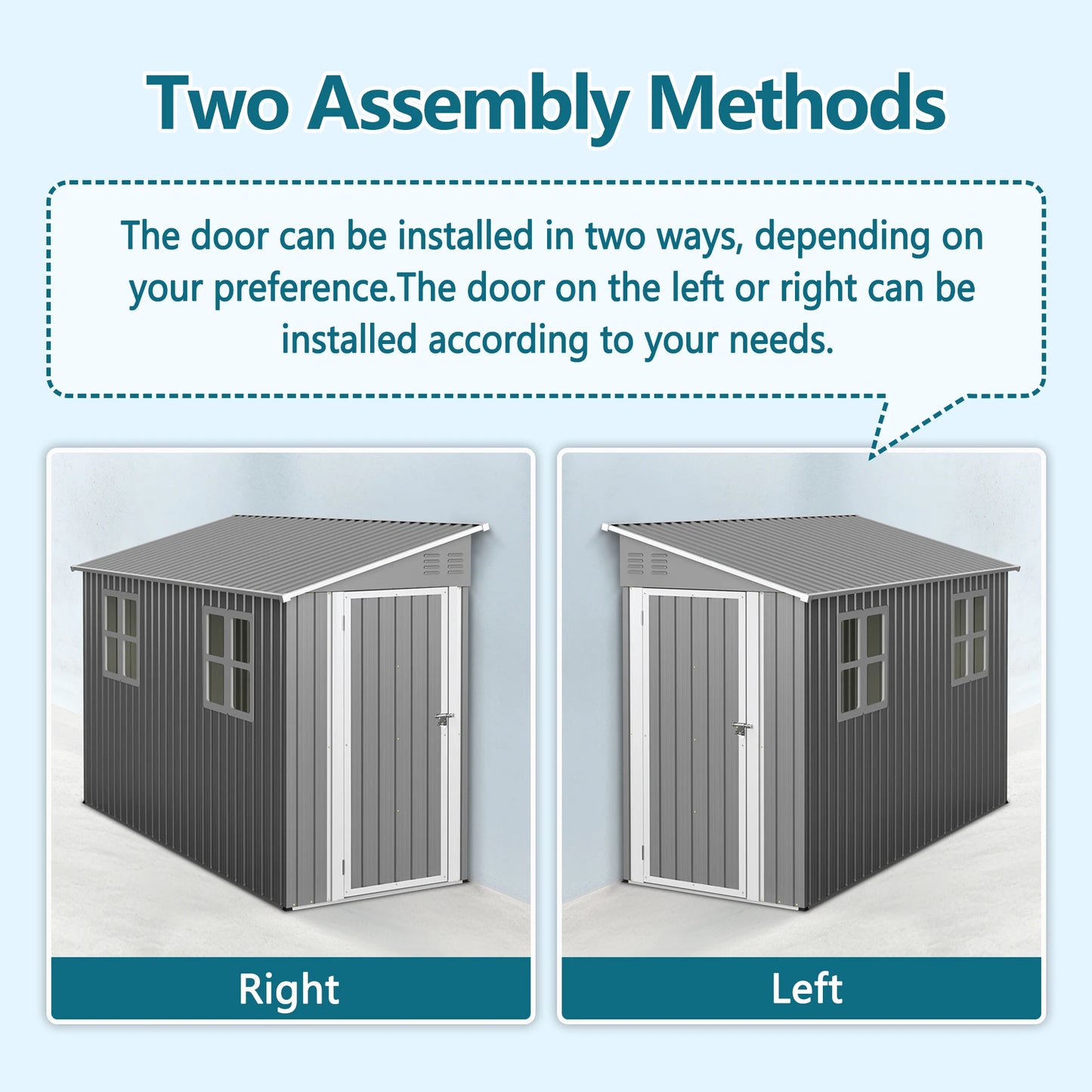 Galvanized Steel Outdoor Shed Weatherproof Lockable Storage Tools Bikes Pets