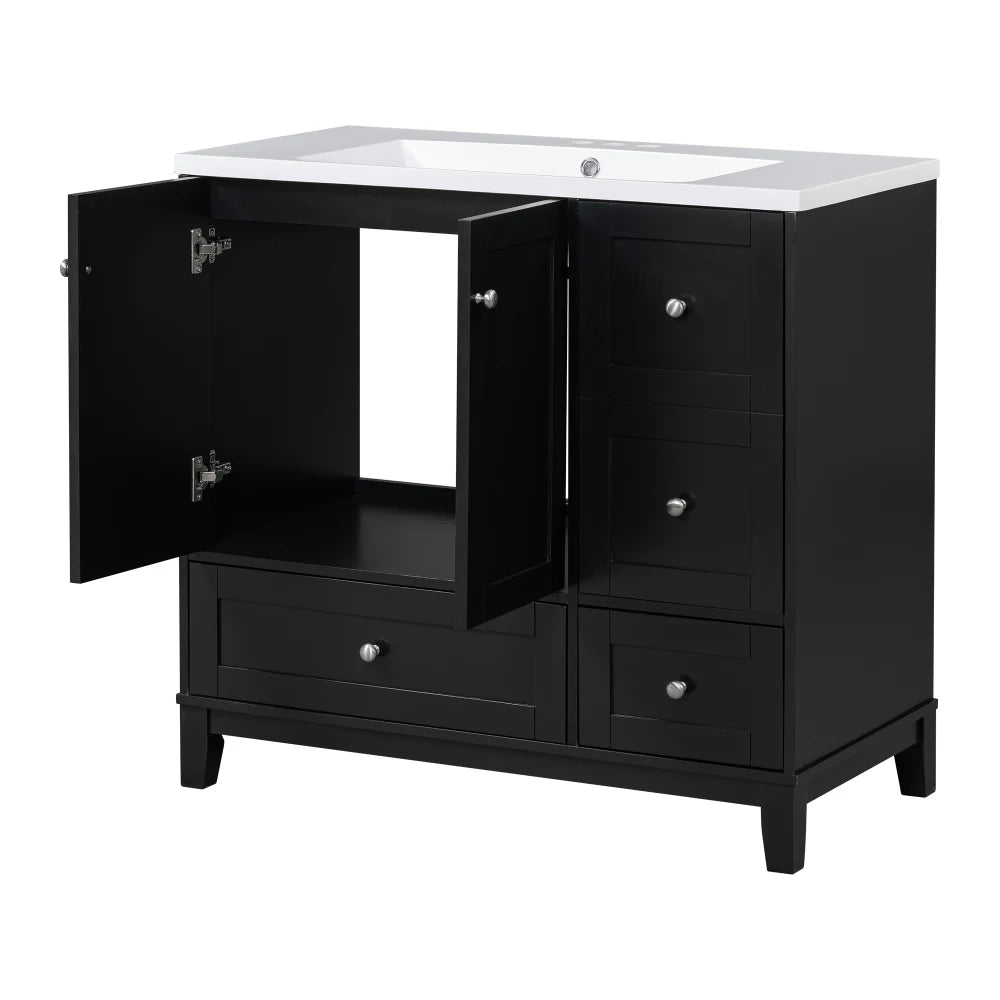 36 Inch Modern Bathroom Vanity with USB Charging and Ample Storage