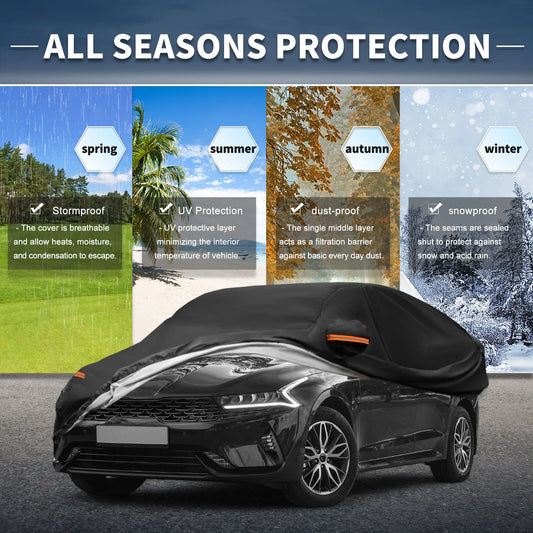 Uxcell Car Cover for Kia K5 with Left Side Door Zipper 210D-PU