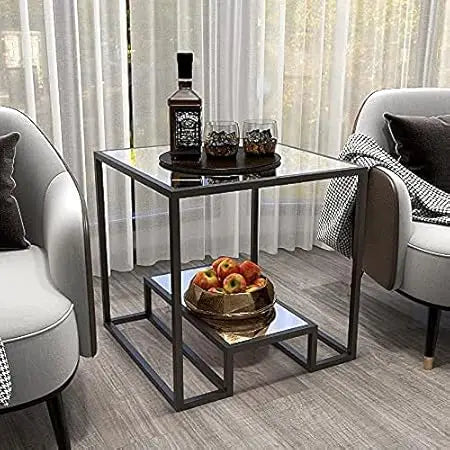 Modern Glass Coffee Table Set with 2 End Tables for Living Room