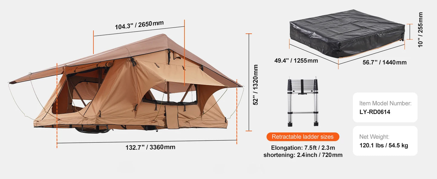 Ljustra Rooftop Tent Hardshell Folding Tent for Jeep SUV Van Truck
