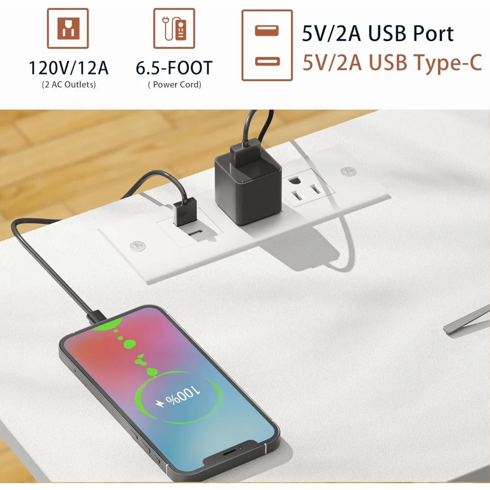Nightstands Set of 2 with Charging Station LED Light Strip Drawer