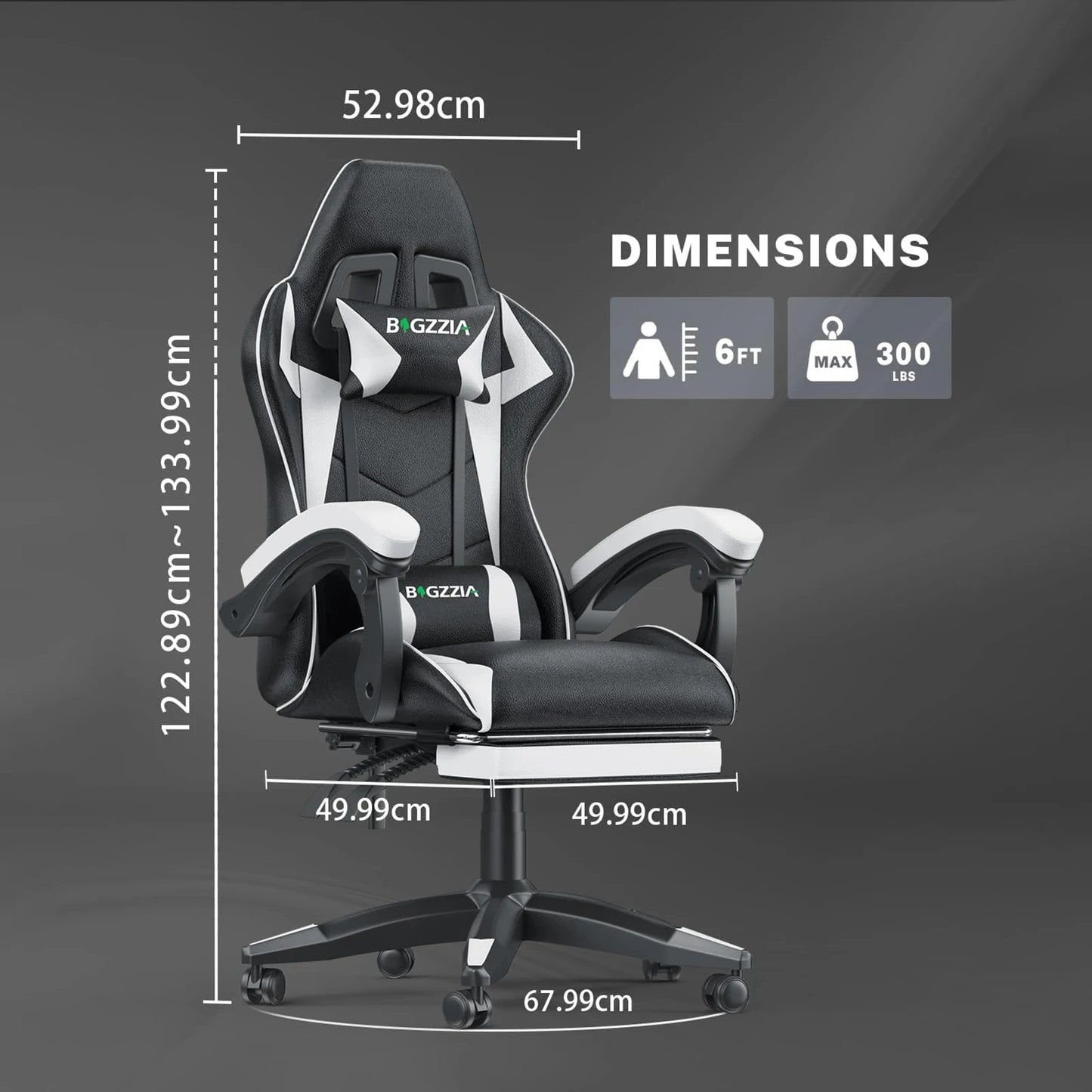 Gaming Chair with Footrest Ergonomic Adjustable Lumbar Support Chair