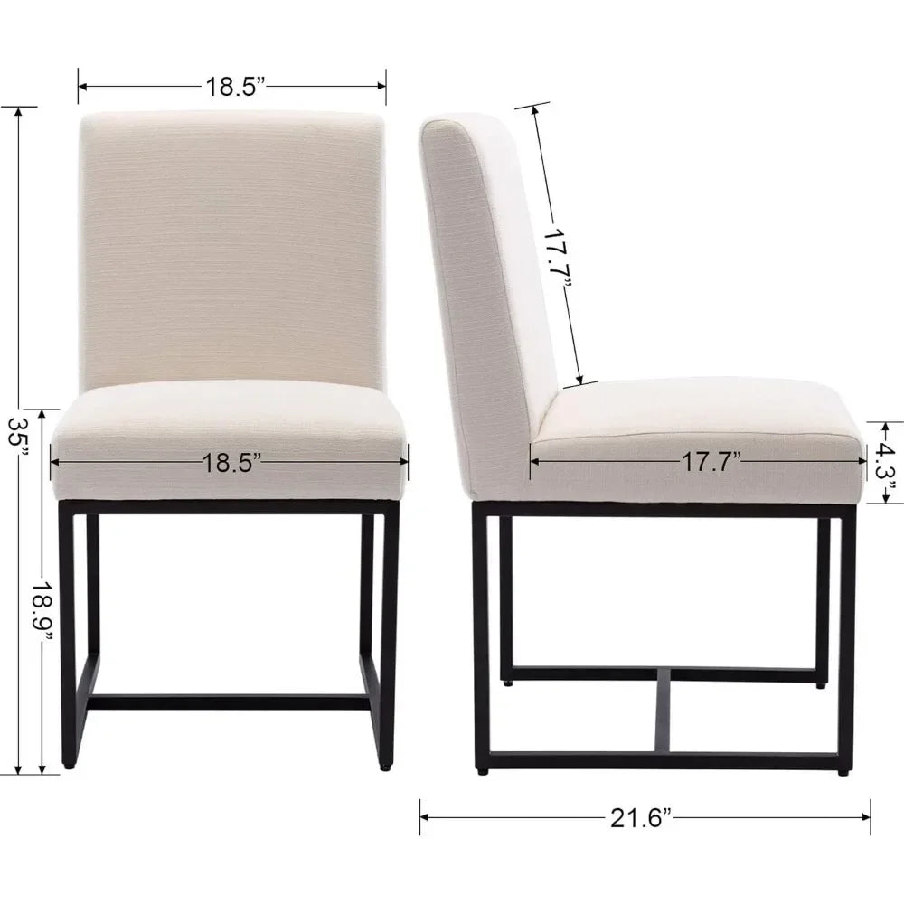 Linen Dining Chair Set of 4 Mid Century Modern Upholstered Chairs