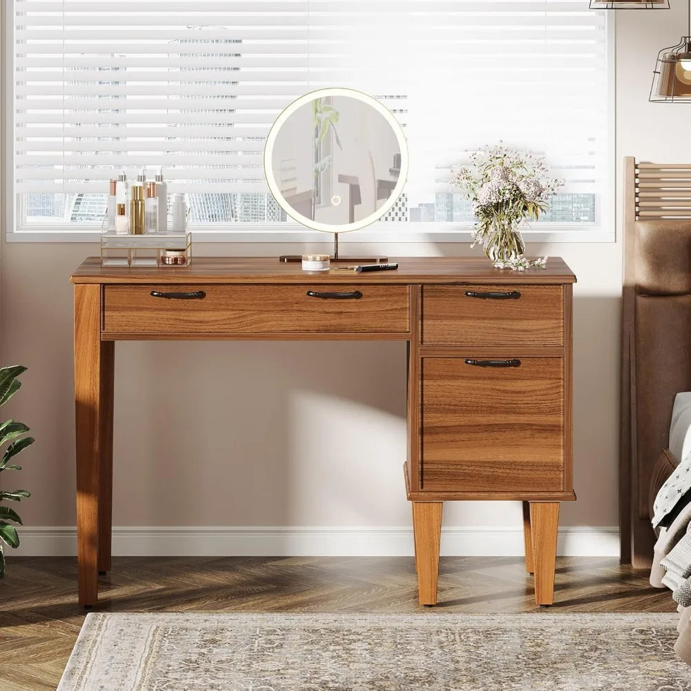 47 Inch Wood Computer Desk with 3 Drawers Farmhouse Office Writing Table