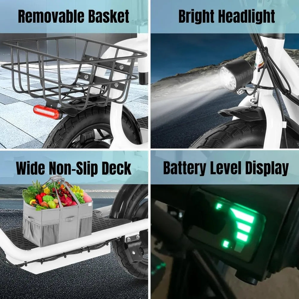 Peak 500W Electric Scooter 20MPH 30Miles Range Adjustable Seat Adults