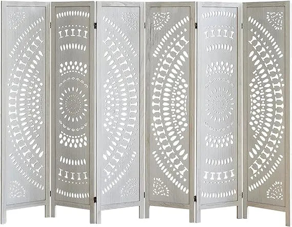 Boho 6 Panel Room Divider Modern Folding Privacy Screen Partition