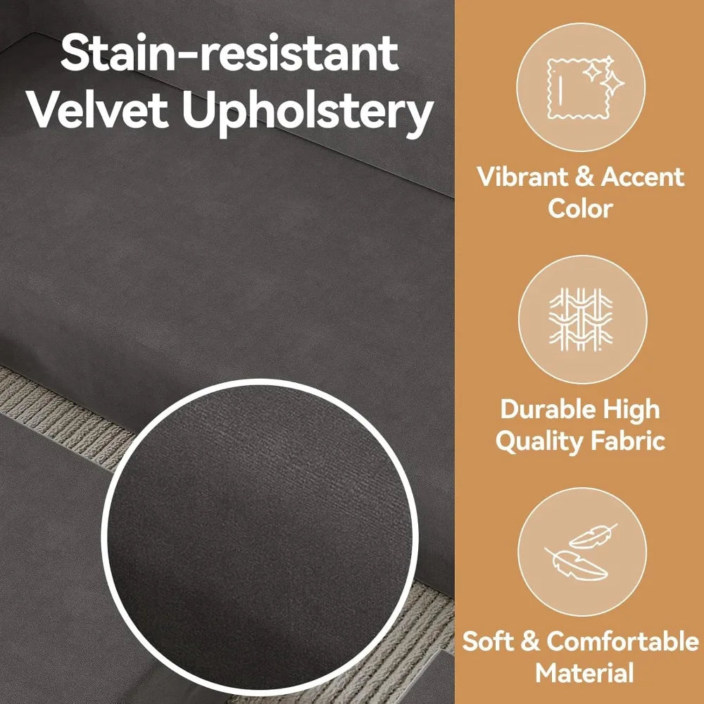 Modular Foam Floor Sofa Bed 80" Convertible Futon w/ 3 Ottomans & Washable Cover