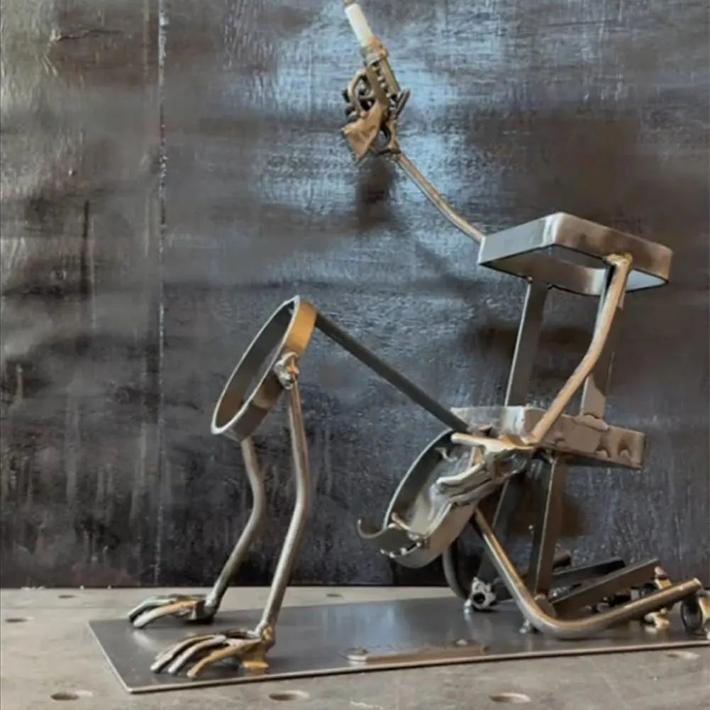 Retro Skull Skeleton Wine Holder Steampunk Bar Decor Bottle Stand