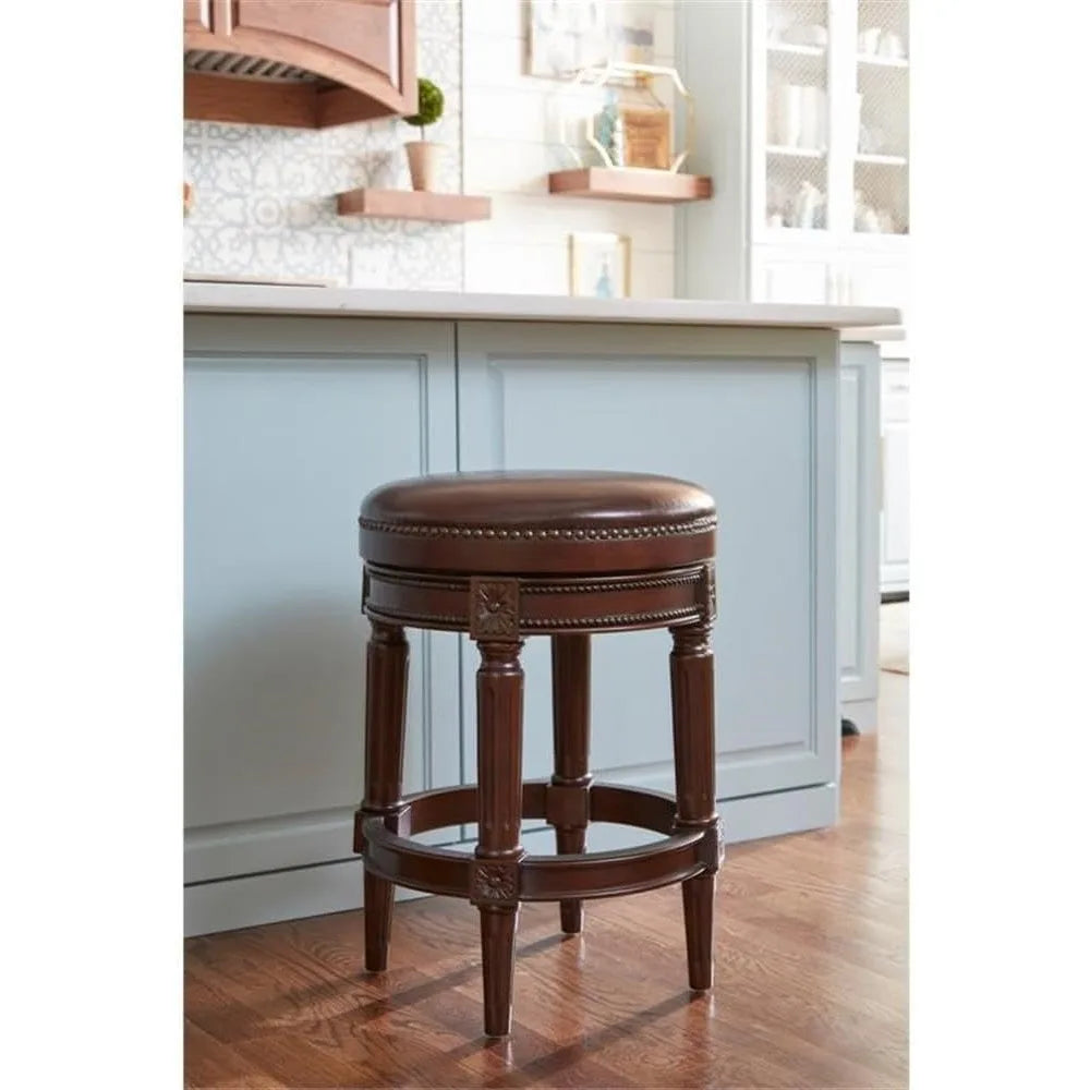 Chapman 26in Counter Height Swivel Bar Stool Backless Distressed Walnut