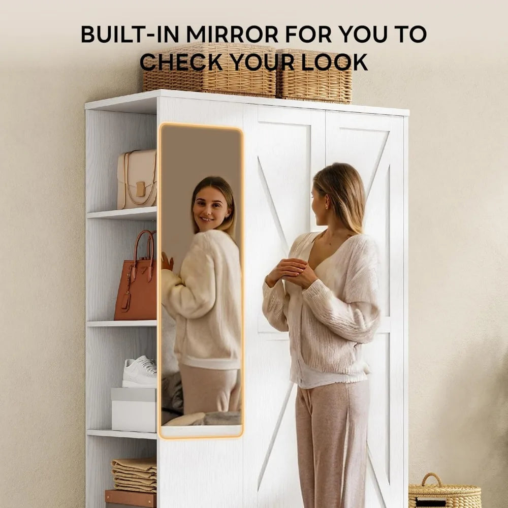 Ljustra Armoire Wardrobe Closet 70 Inch Large Storage with Mirror