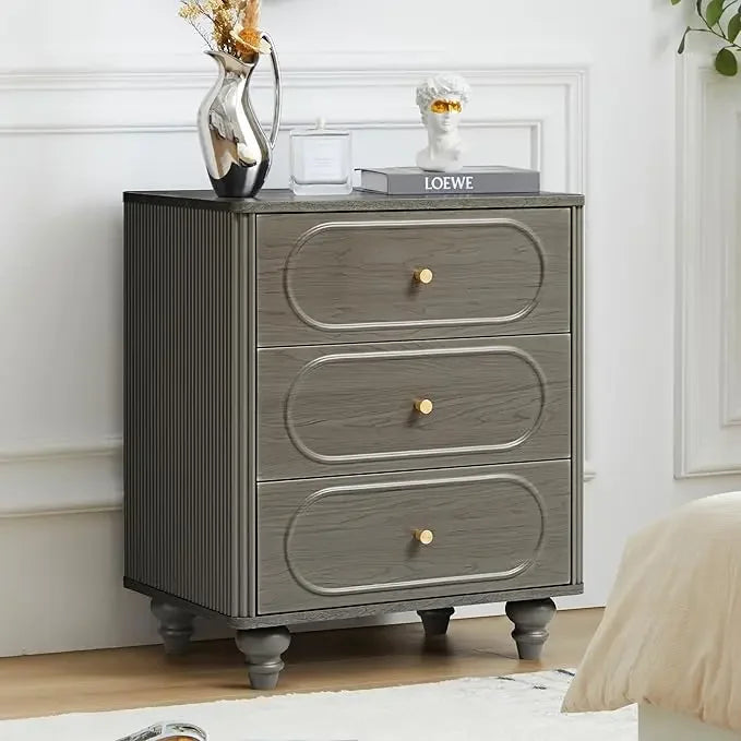 3 Drawer Fluted Dresser Mid Century Modern Bedroom Storage Organizer