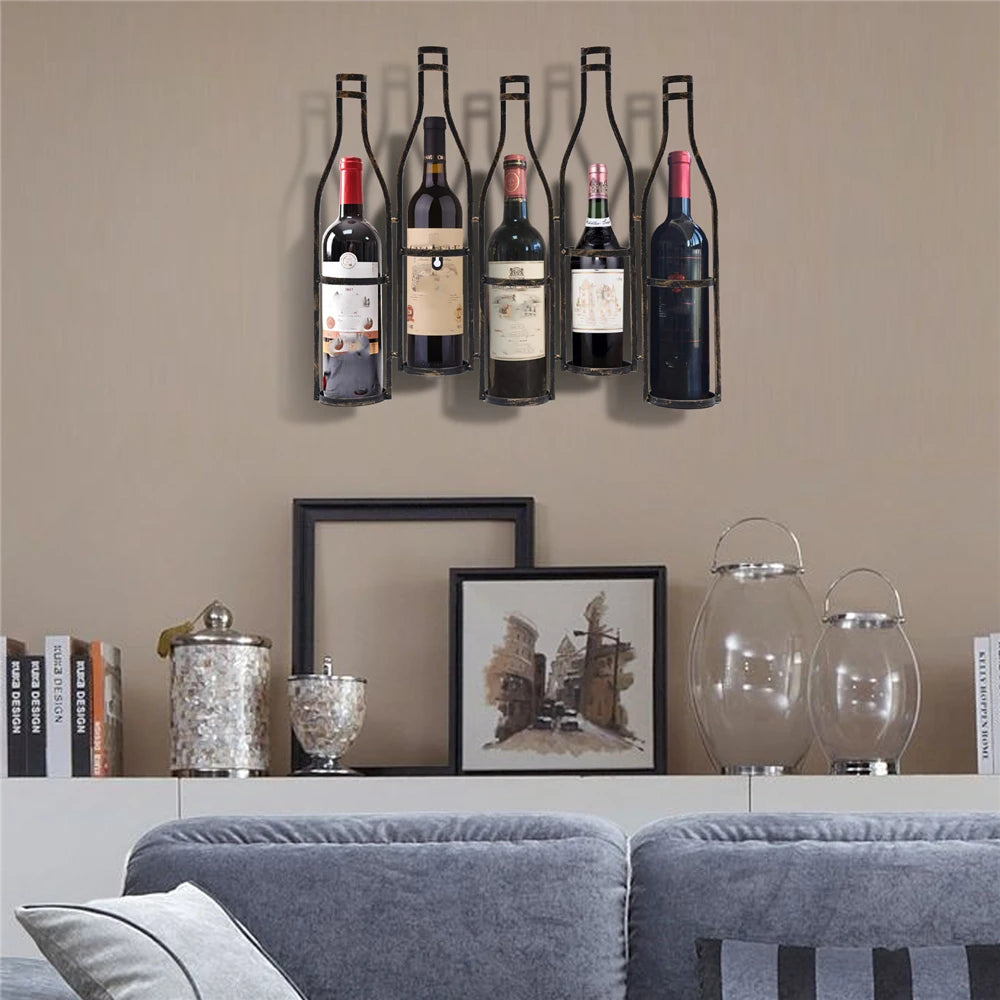 Wall Mounted Wine Bottle Rack Metal Hanging Wine Organizer Home Decor