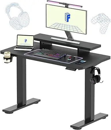 Standing Desk Electric Height Adjustable with Monitor Stand and Cup Holder