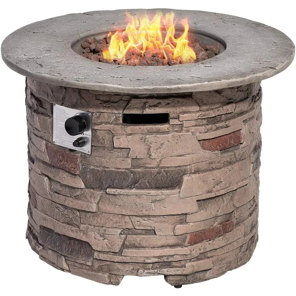 Outdoor Propane Fire Pit Table 40000 BTU Round Gas Fire Column