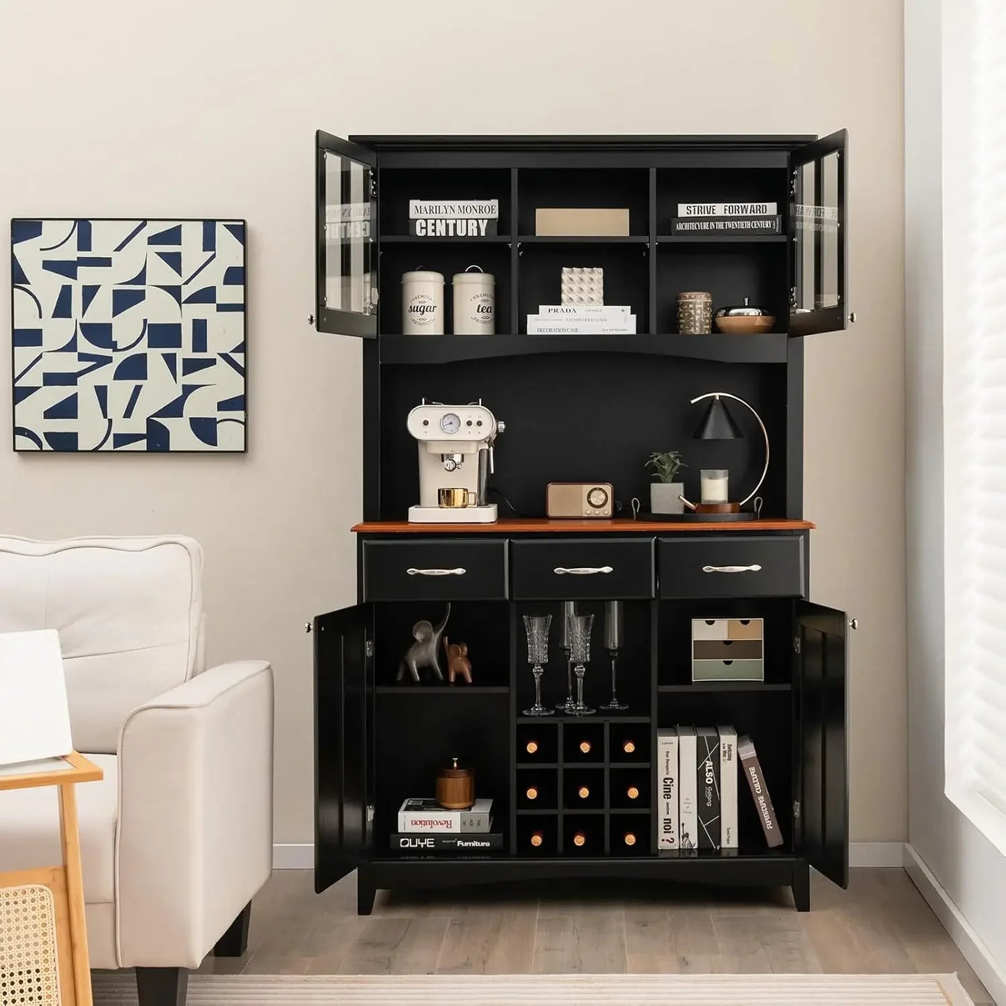 Buffet Hutch Cabinet Kitchen Sideboard Storage Island Wood Server 3 Drawers
