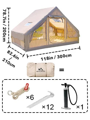 9.8x7 Inflatable Camping Tent 4-6 Person All-Season Blow Up Tent