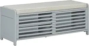 Entry Storage Bench with Cushioned Seat and 2 Drawers for Shoes