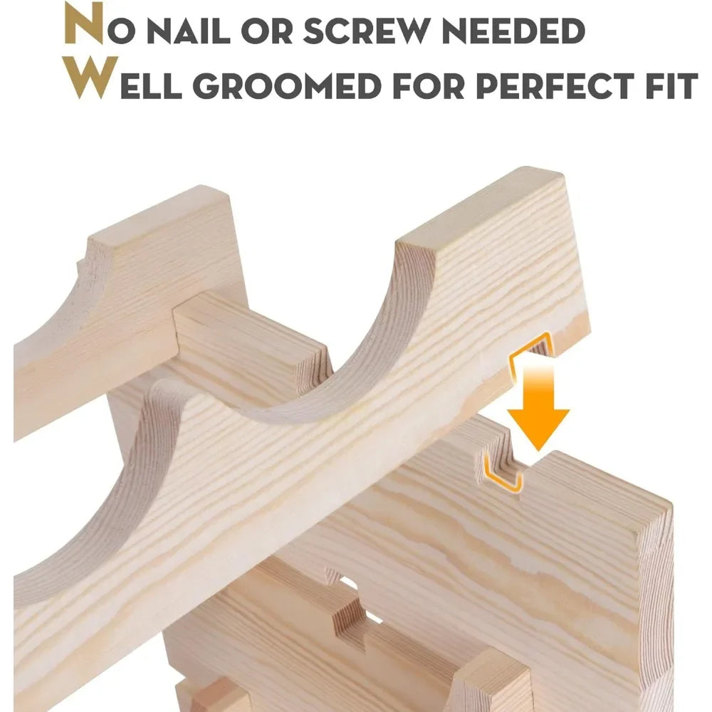 Stackable Modular Wine Rack Freestanding Wooden Storage Holder