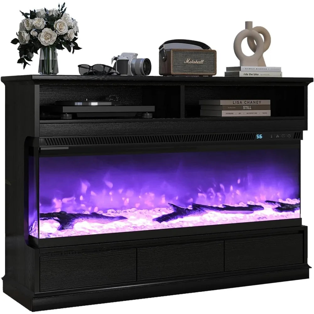 Fireplace TV Stand with 50" Electric Fireplace and 3 Drawers