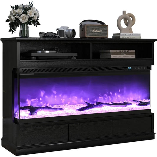 Fireplace TV Stand with 50" Electric Fireplace and 3 Drawers