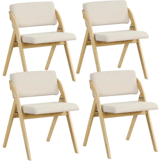 Folding Dining Chairs Set of 4 Upholstered Kitchen Chairs Rubber Wood