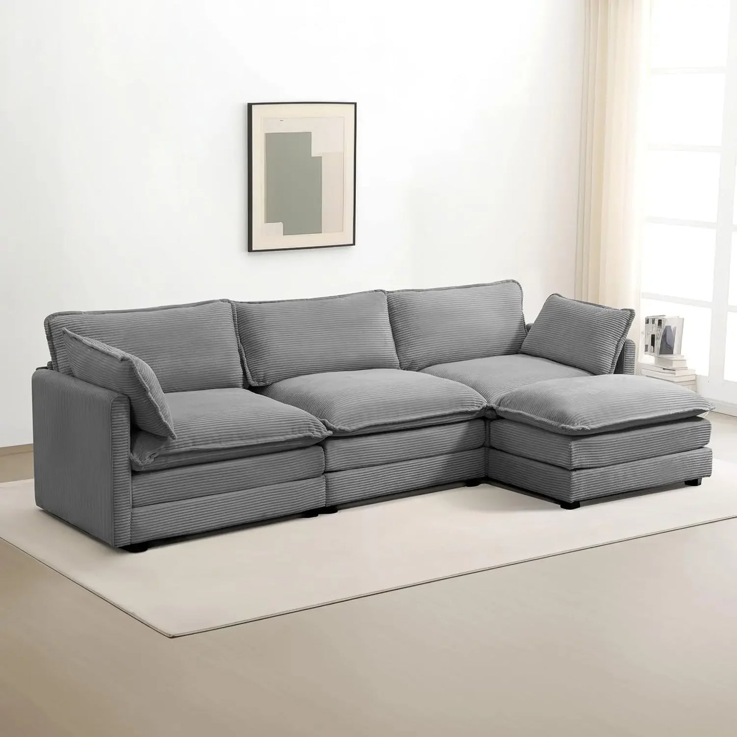 Ljustra Oversized Modular Sectional Sofa with Movable Ottoman 112 Inch