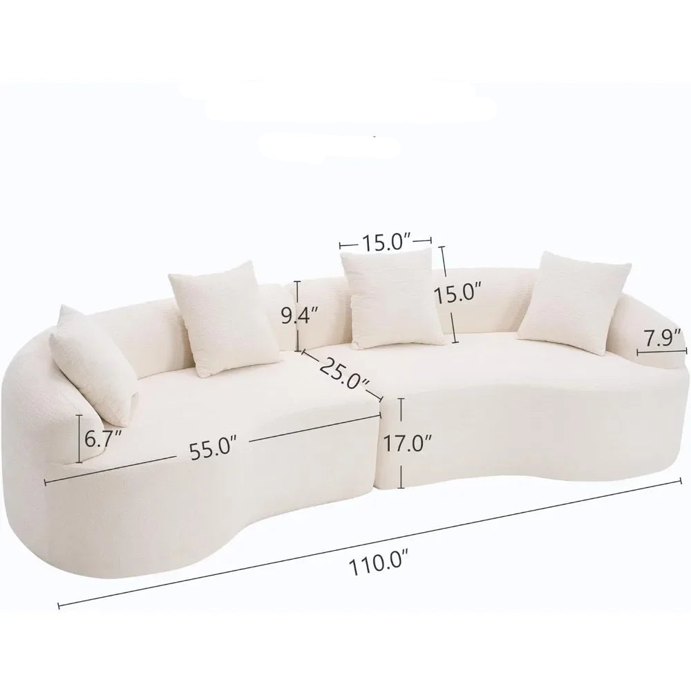 110" Curved Chenille Cloud Sofa Oversized 4-Seat Sectional Plush Cushions