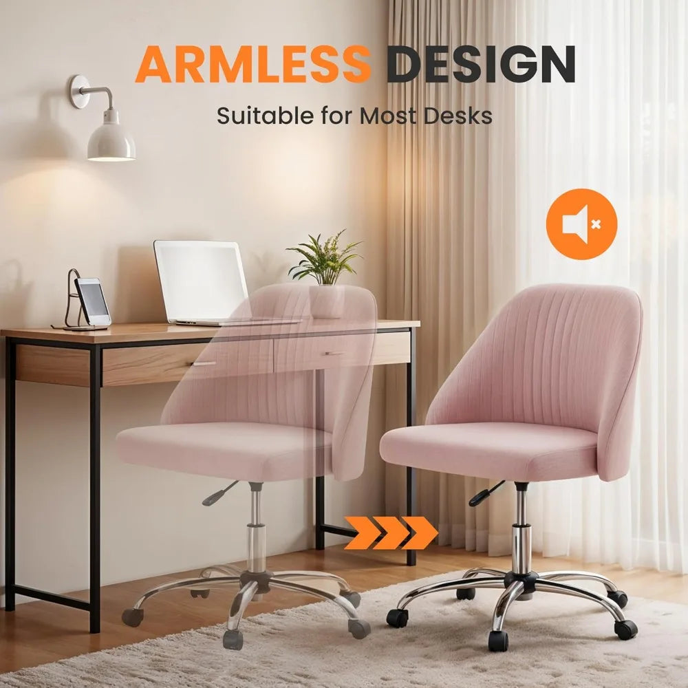 Ljustra Simple Deluxe Armless Office Desk Chair Modern Swivel Chair