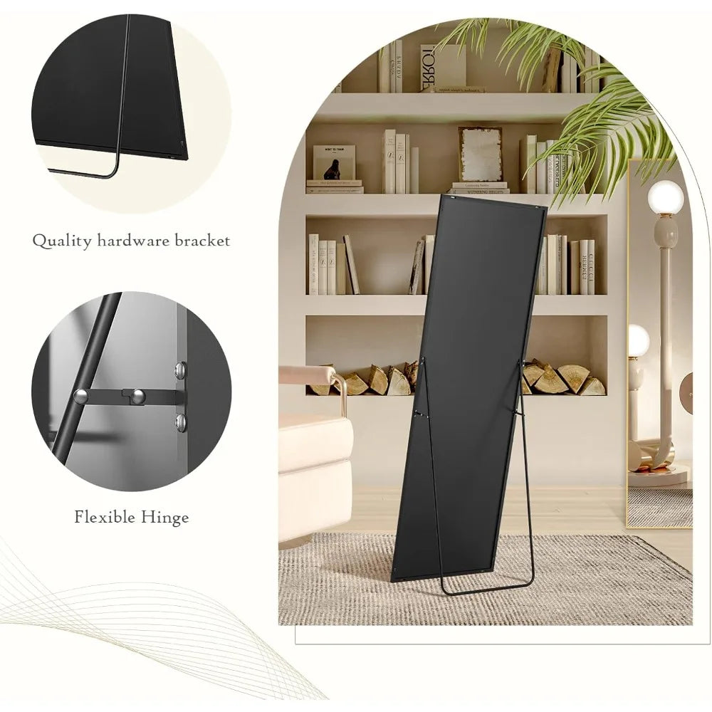 Ljustra 63x20 Full Length Wall Mounted Tilting Mirror Black Rectangular