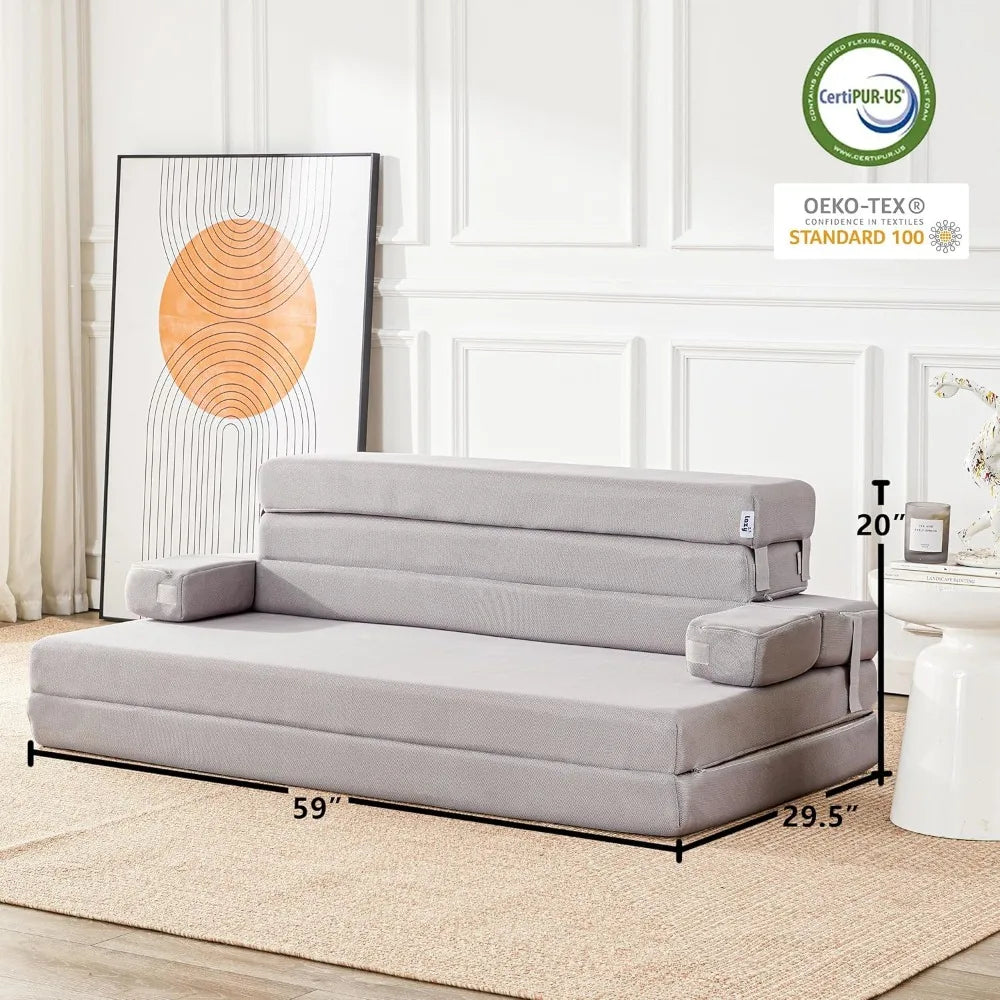 Sleep 4 Inch Foldable Mattress Portable Couch with Headrest